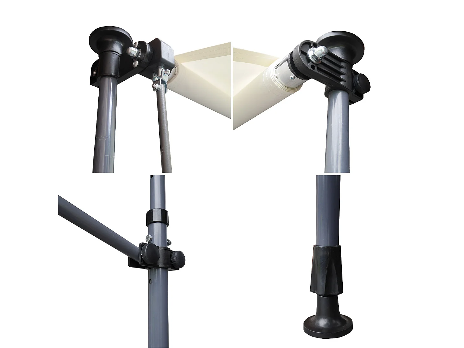 CHENE balkonluifel 3 × 1.2m - Beige doek en grijze structuur