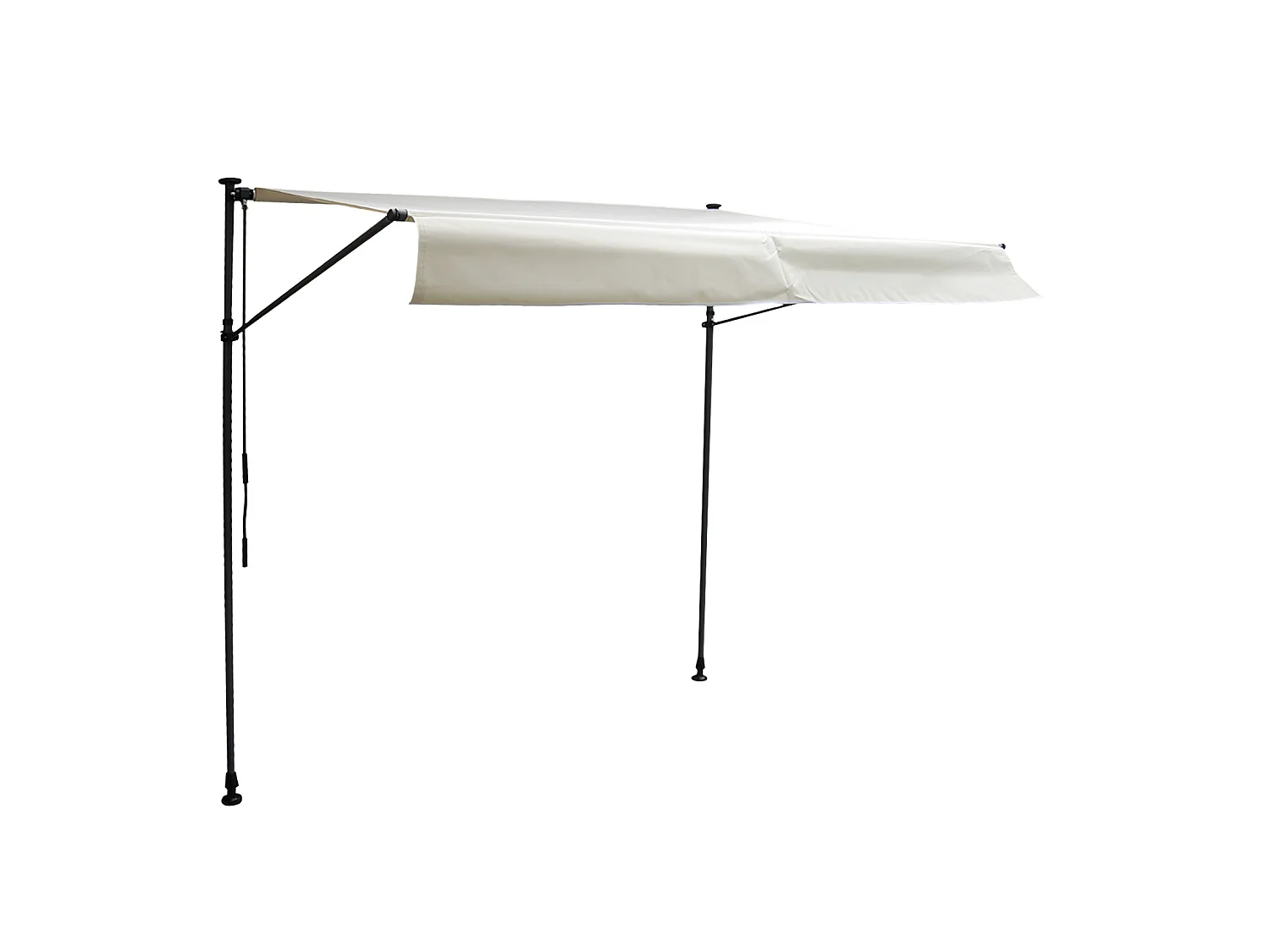 Store banne pour balcon CHENE 3 × 1,2m - Toile beige et structure grise - HAPPY GARDEN