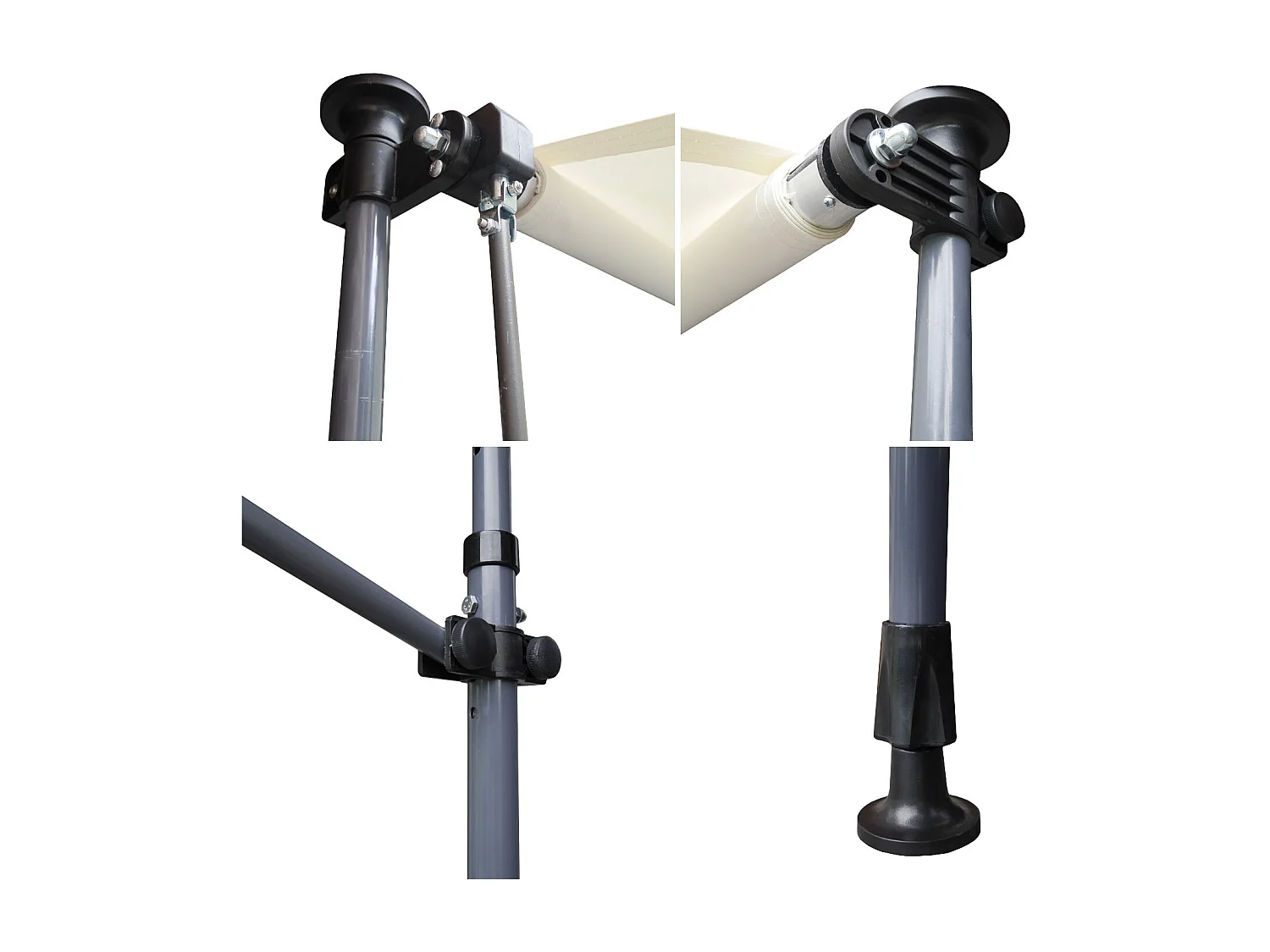 Toldo de varanda CHENE 3 × 1,2m - Tecido bege e estrutura cinzenta