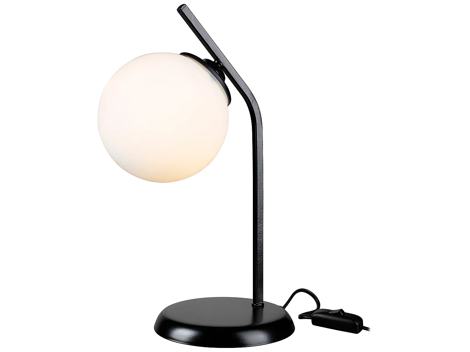 Lampe de bureau Grimsby en métal et verre 37 cm E27 noir / blanc [lux.pro]