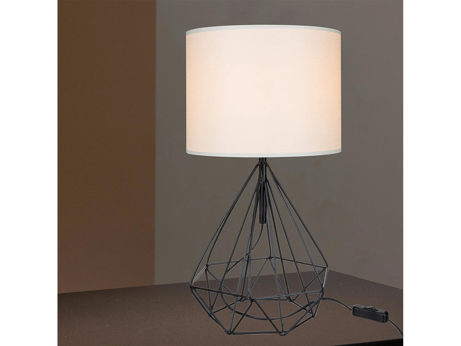 Lampe de bureau Gloucester en métal PVC textile 46,5 cm E27 noir / blanc [lux.pro]