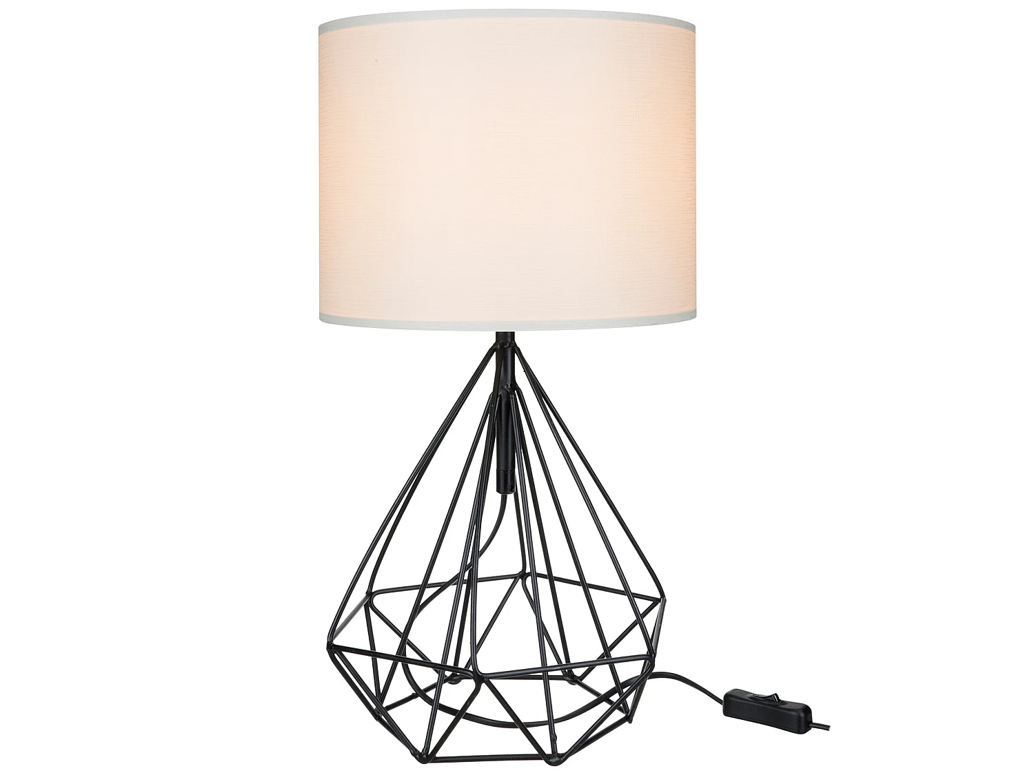 Lampe de bureau Gloucester en métal PVC textile 46,5 cm E27 noir / blanc [lux.pro]