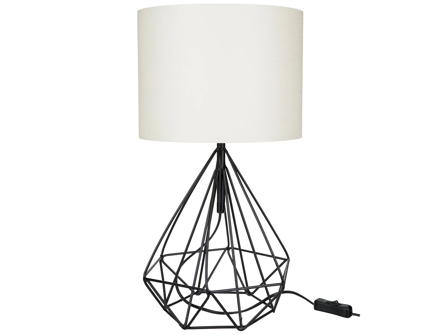 Lampe de bureau Gloucester en métal PVC textile 46,5 cm E27 noir / blanc [lux.pro]