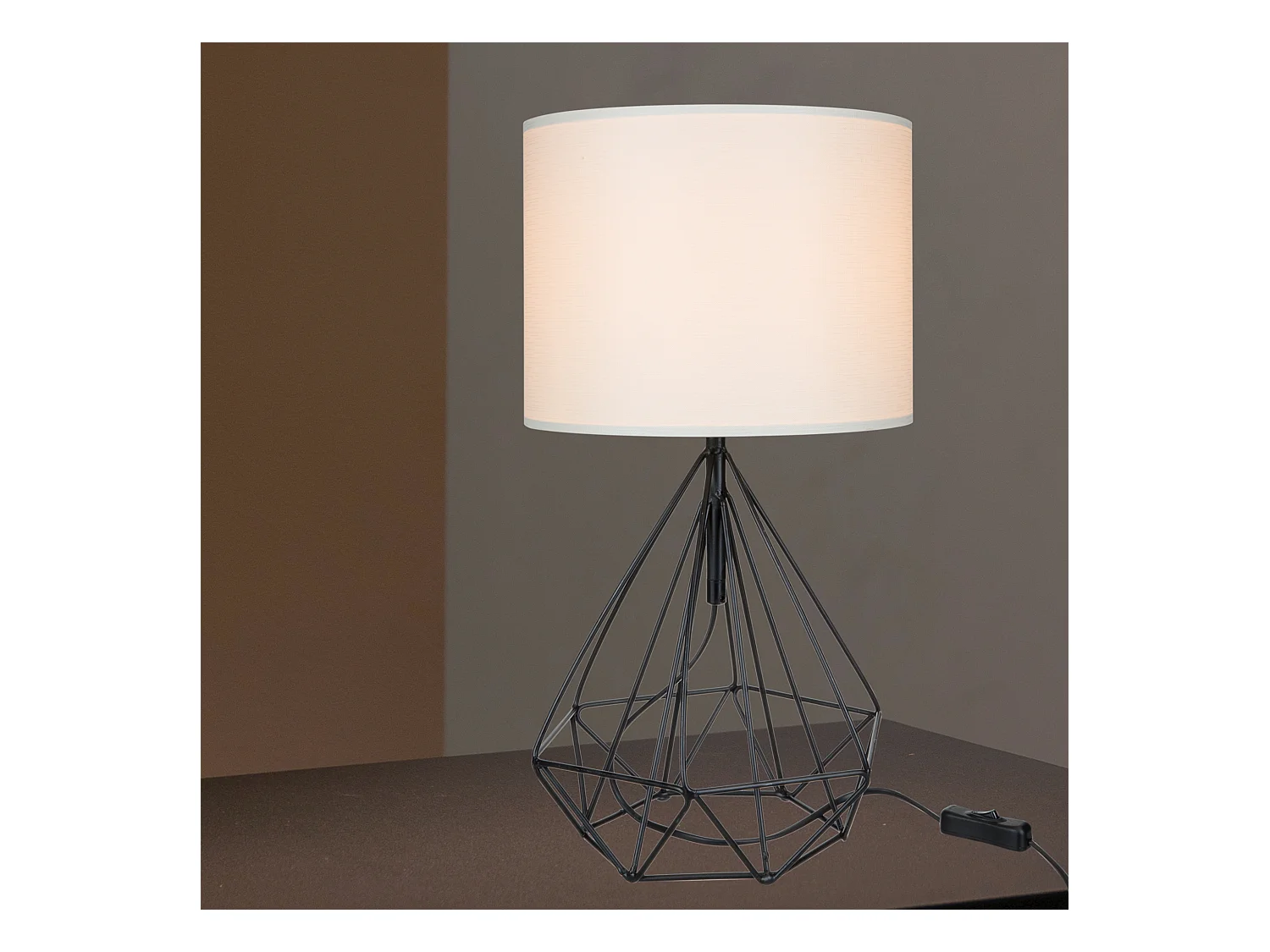 Lampe de bureau Gloucester en métal PVC textile 46,5 cm E27 noir / blanc [lux.pro]