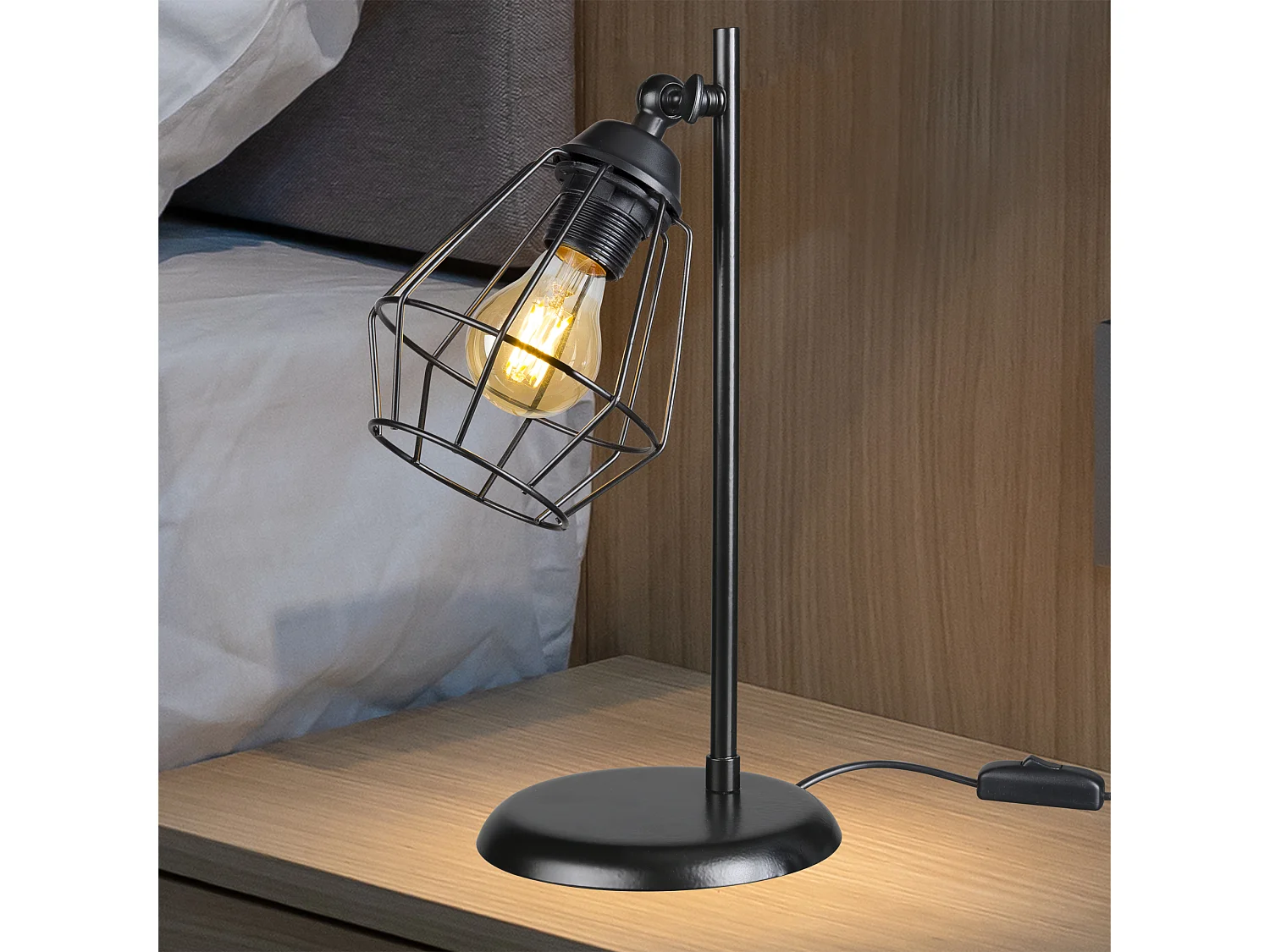Lampe de bureau Gosport en métal 37 cm E27 noir [lux.pro]