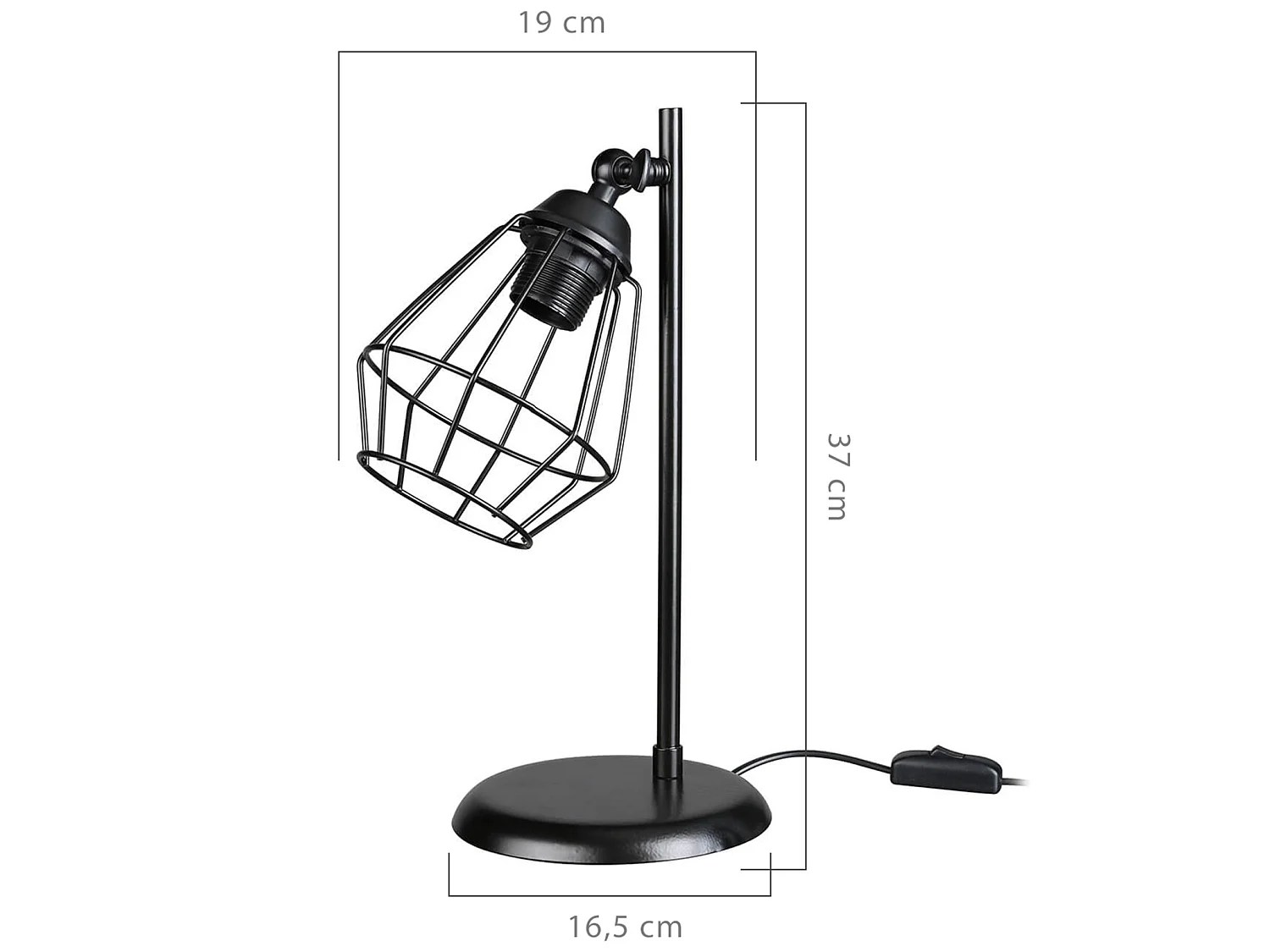 Lampe de bureau Gosport en métal 37 cm E27 noir [lux.pro]