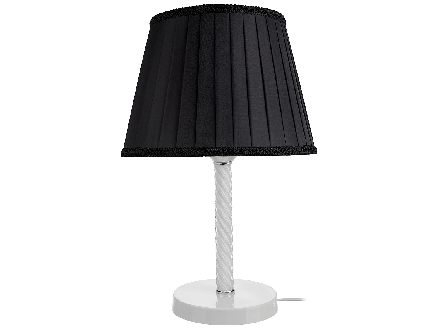 Lampe de bureau Kilbride en métal verre textile 40 cm E27 blanc / noir [lux.pro]