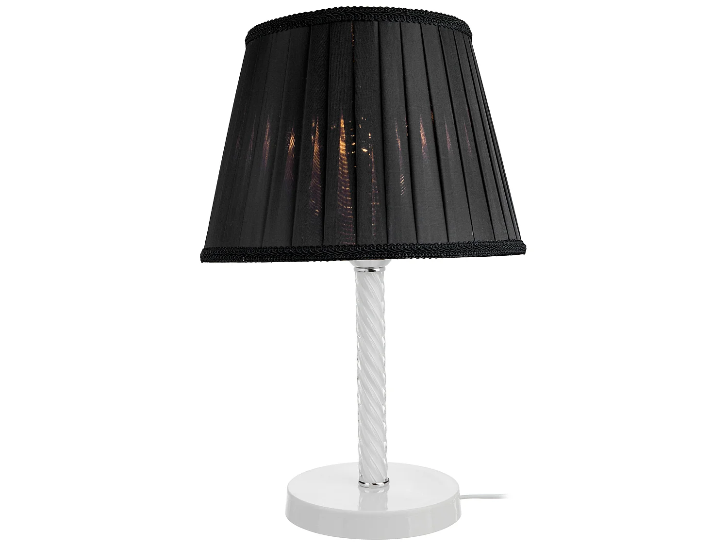 Lampe de bureau Kilbride en métal verre textile 40 cm E27 blanc / noir [lux.pro]
