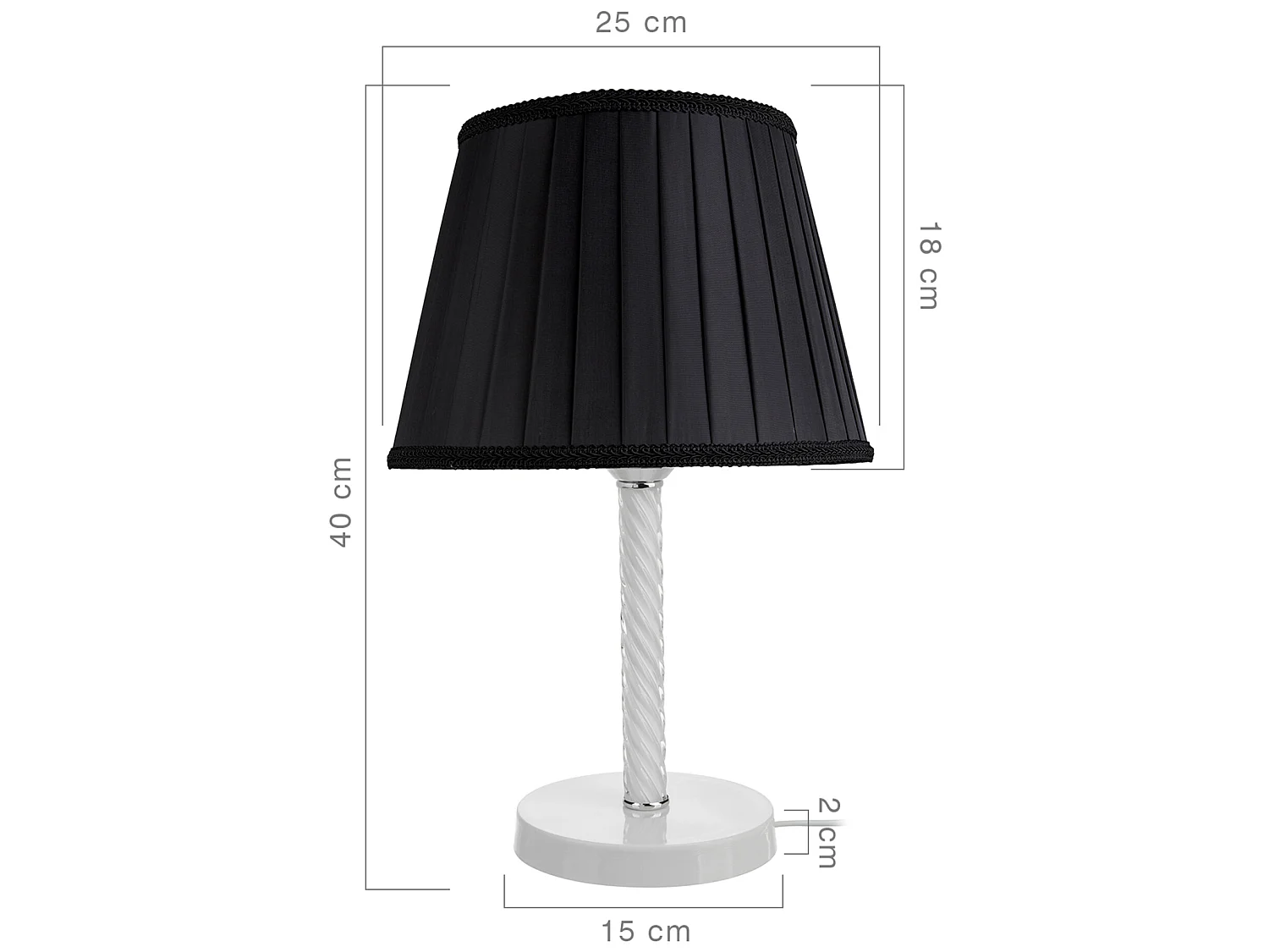 Lampe de bureau Kilbride en métal verre textile 40 cm E27 blanc / noir [lux.pro]