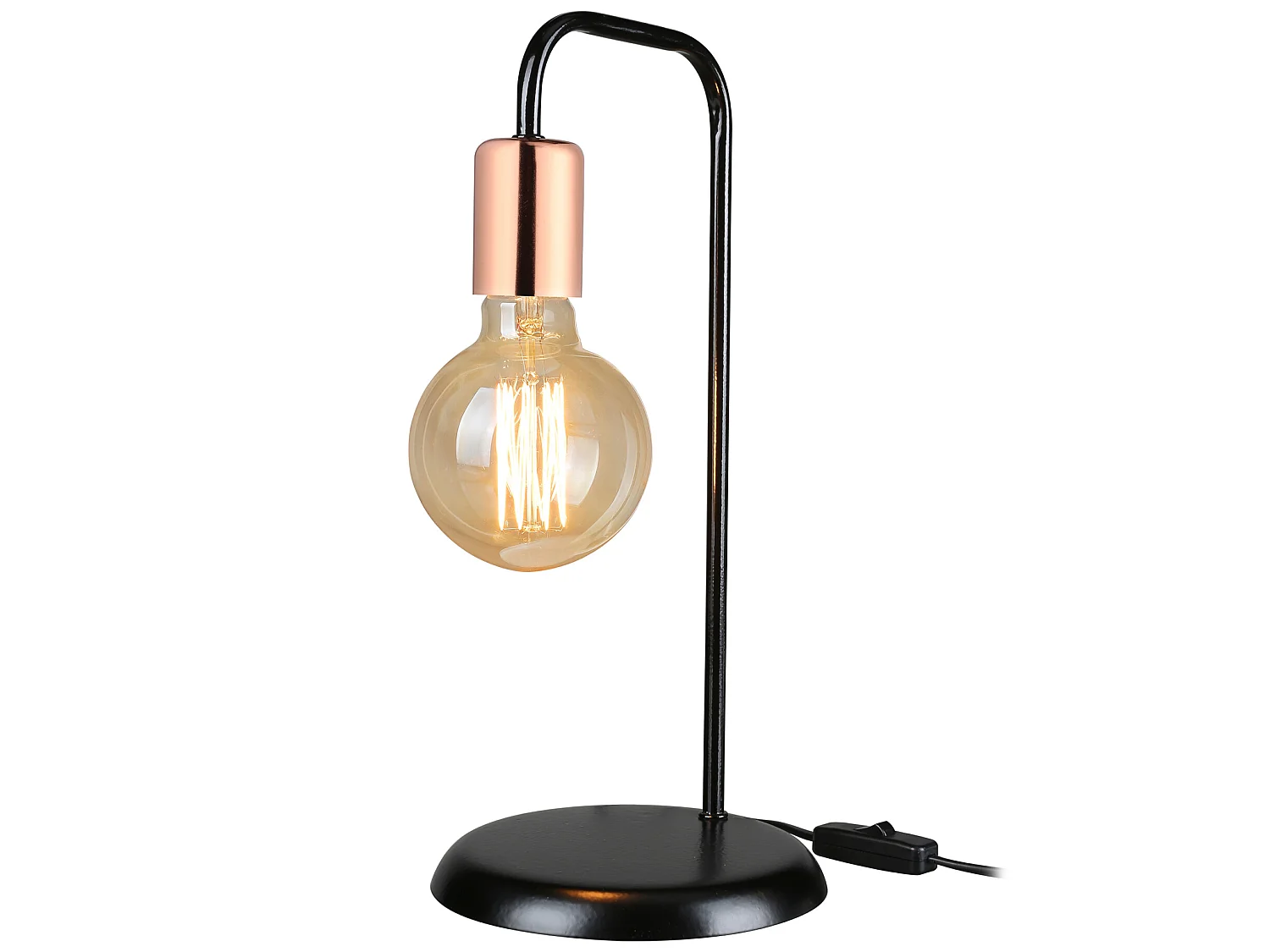 Lampe de bureau Lancaster en métal 36 cm E27 noir / cuivre [lux.pro]