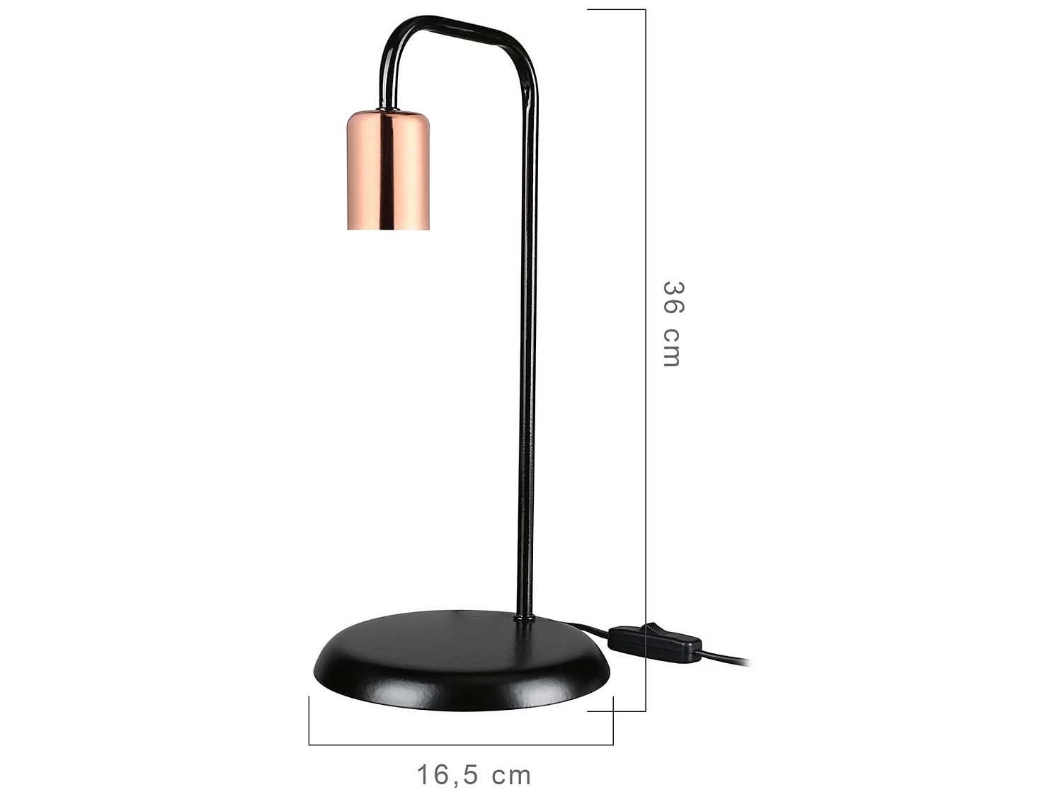 Lampe de bureau Lancaster en métal 36 cm E27 noir / cuivre [lux.pro]