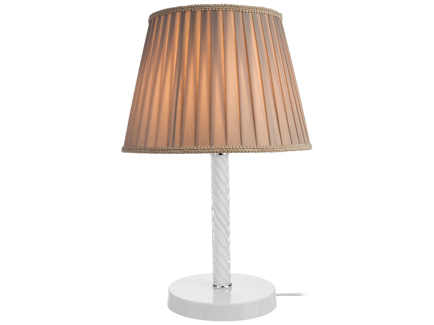 Lampe de bureau Kilbride en métal verre textile 40 cm E27 blanc / sable [lux.pro]