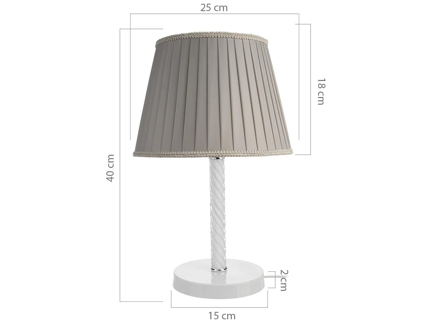 Lampe de bureau Kilbride en métal verre textile 40 cm E27 blanc / sable [lux.pro]