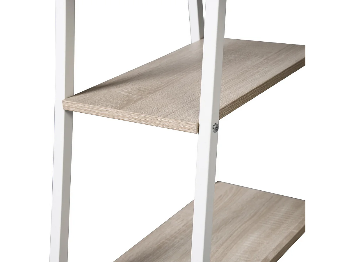 Bureau avec étagères Imitation Bois et Métal Blanc