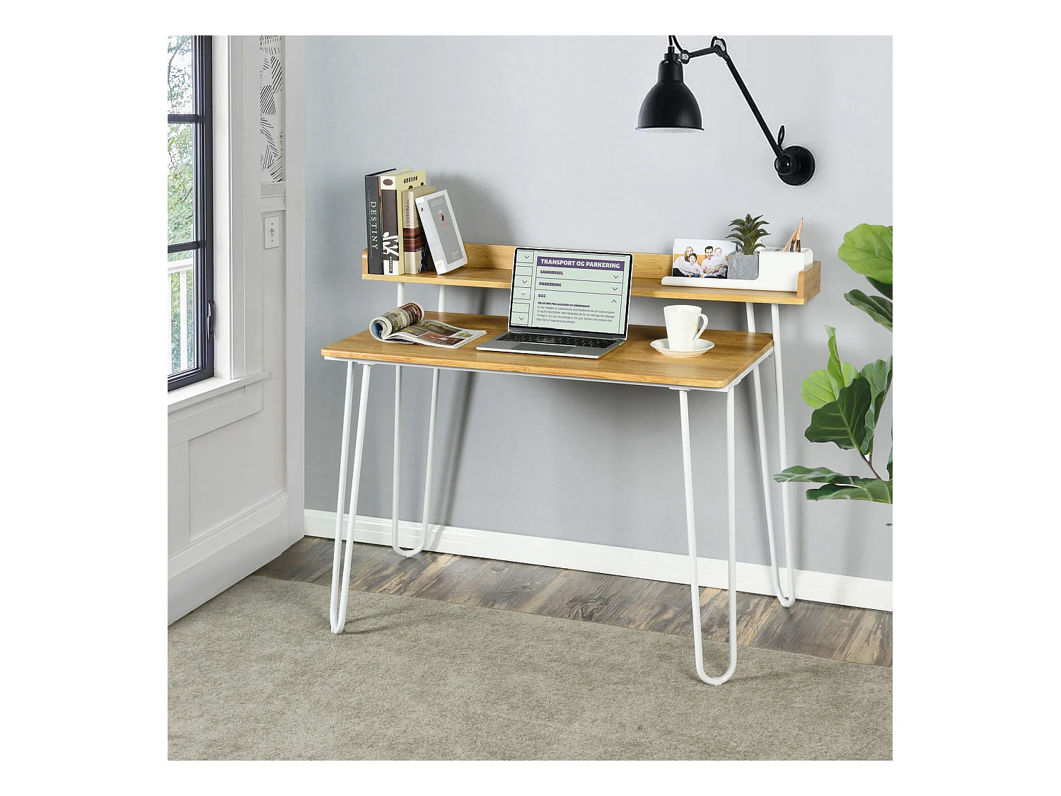 Bureau Imitation Chêne et métal Blanc, Acer