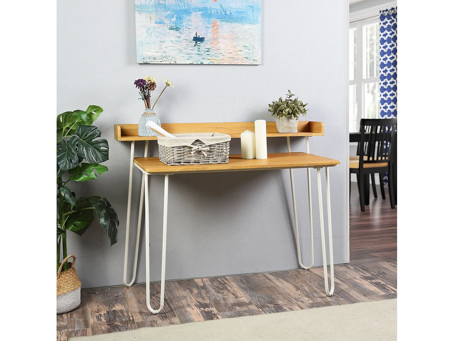 Bureau Imitation Chêne et métal Blanc, Acer