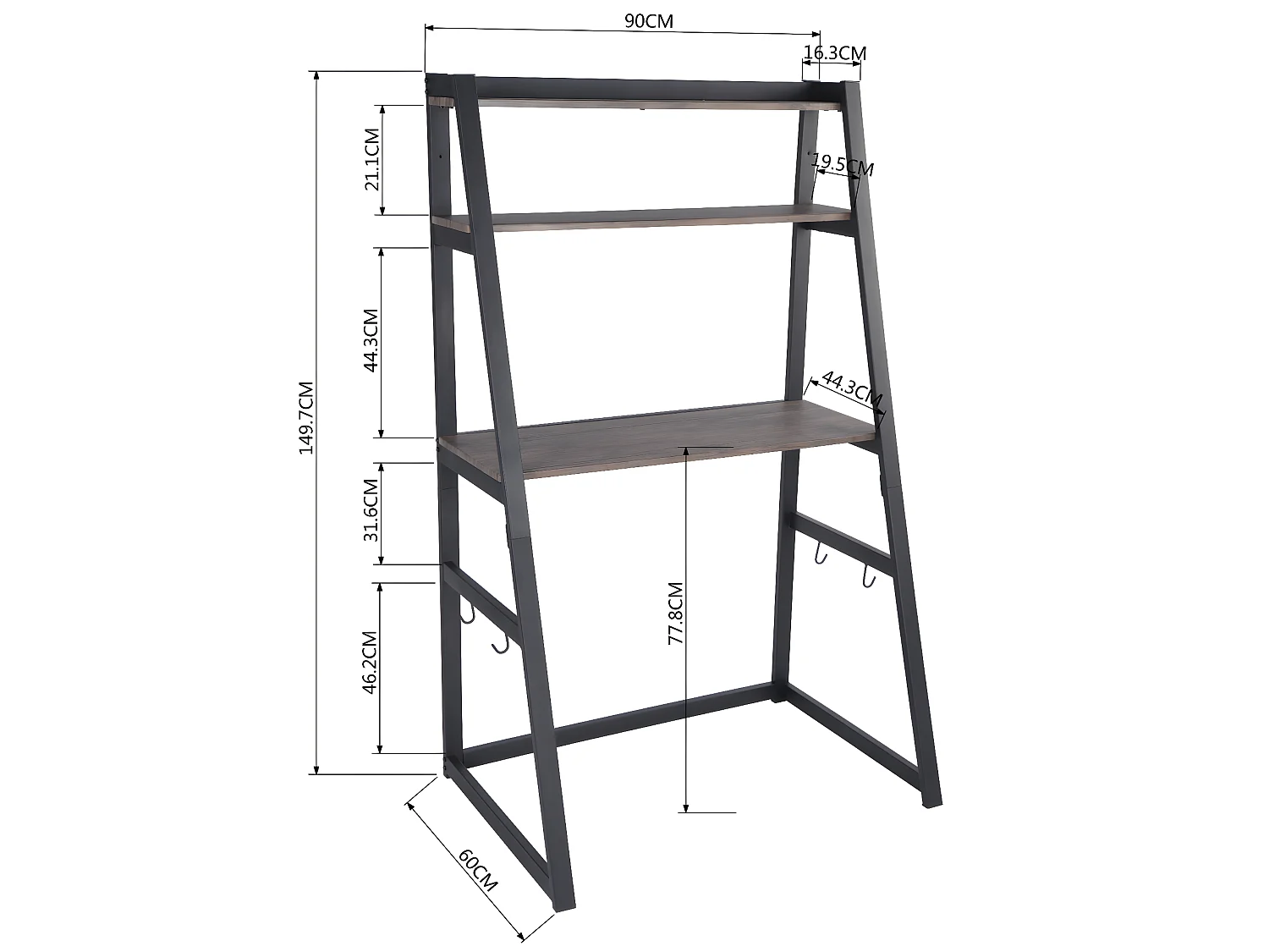 Bureau étagères à deux niveaux, Blume