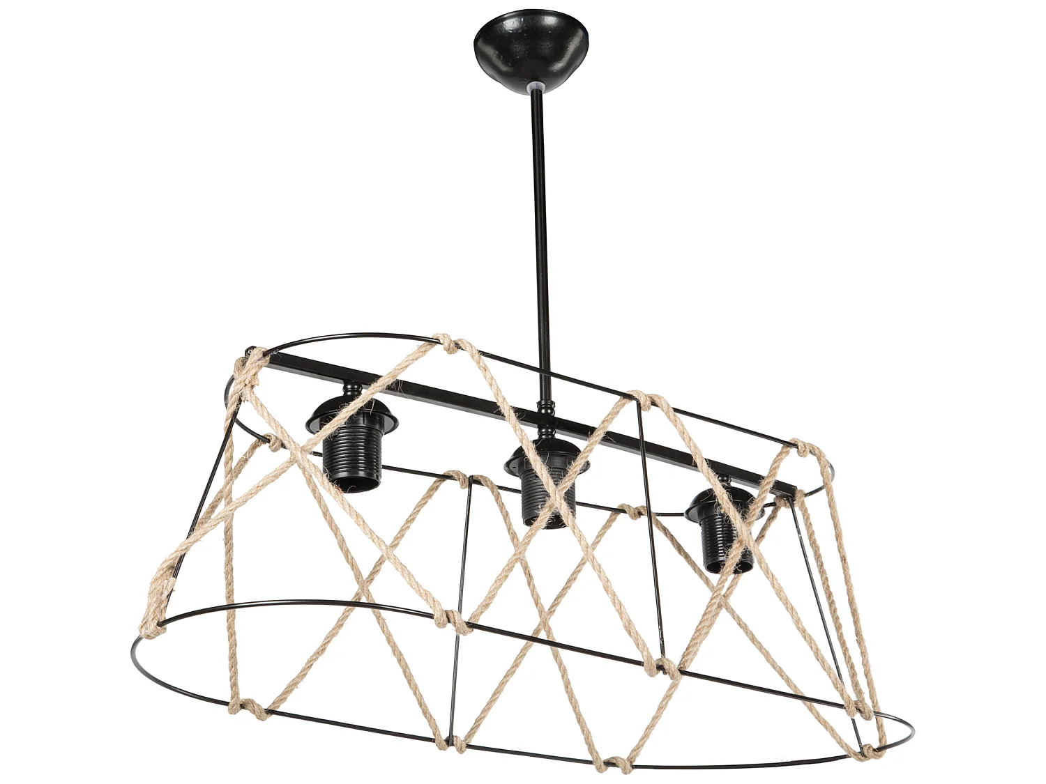Suspension Harrogate en métal et corde de jute 60 cm 3 x E27 [lux.pro]