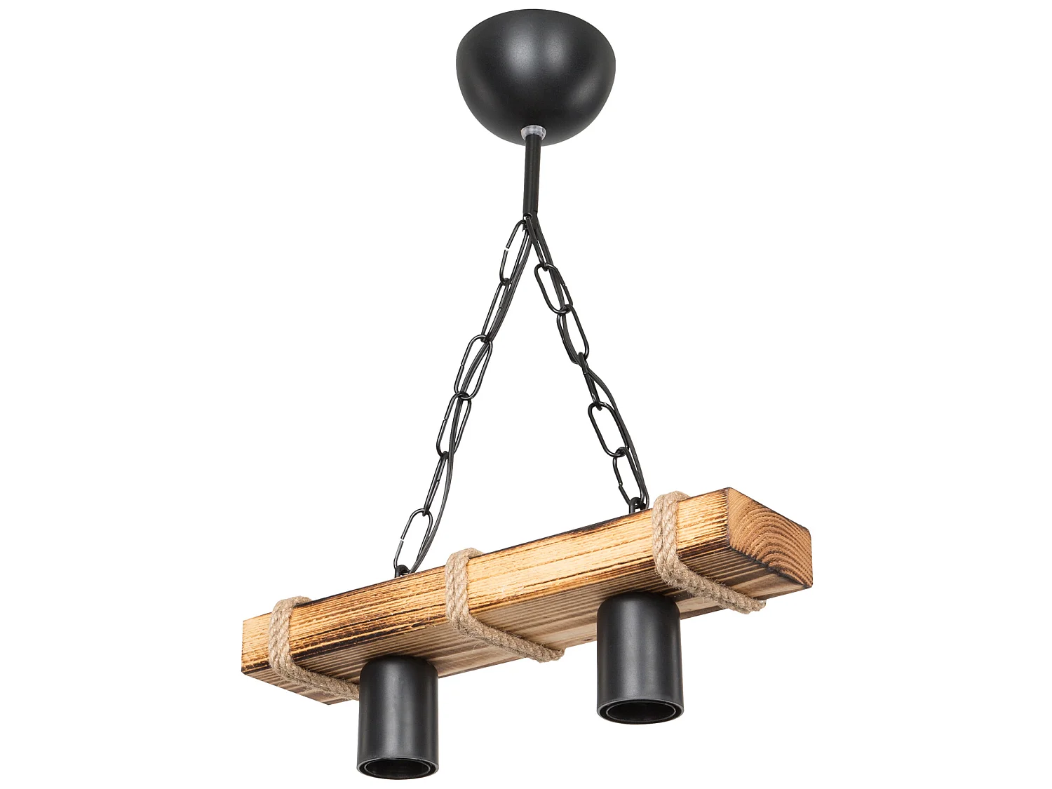 Suspension Hemel en métal bois corde de jute hauteur 44 cm 2 x E27 [lux.pro]