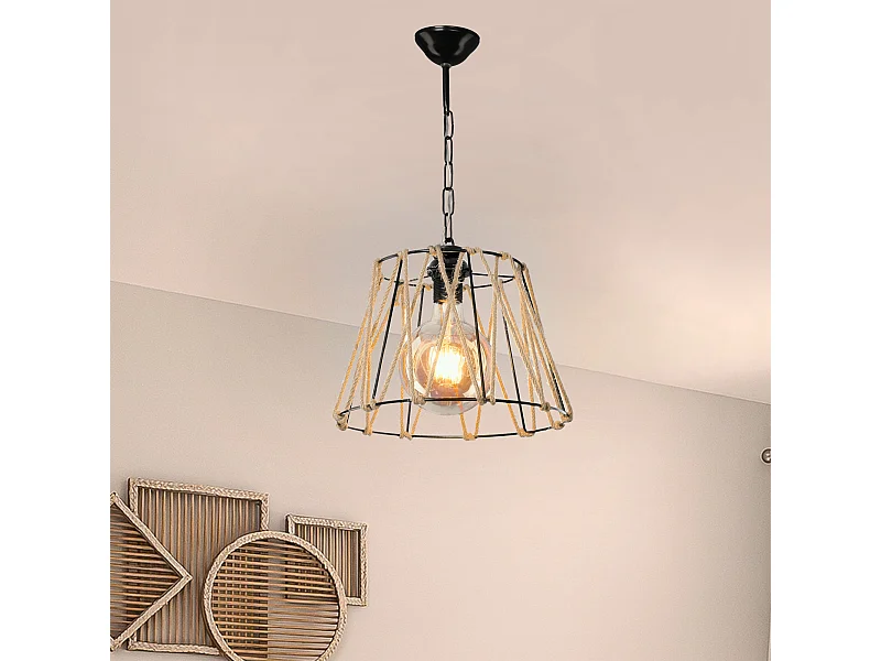 Suspension Harrogate en métal et corde de jute 54 cm E27 [lux.pro]