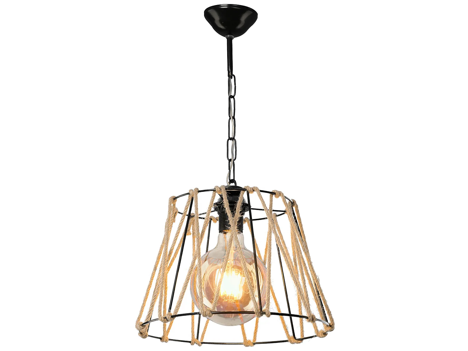 Suspension Harrogate en métal et corde de jute 54 cm E27 [lux.pro]