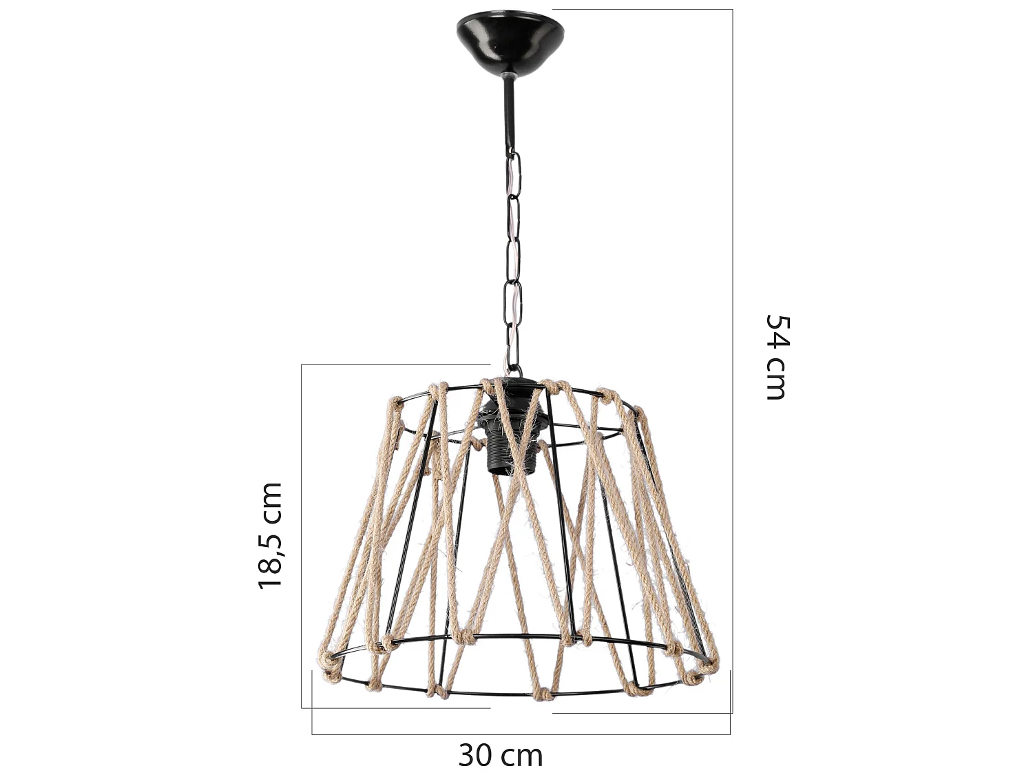Suspension Harrogate en métal et corde de jute 54 cm E27 [lux.pro]