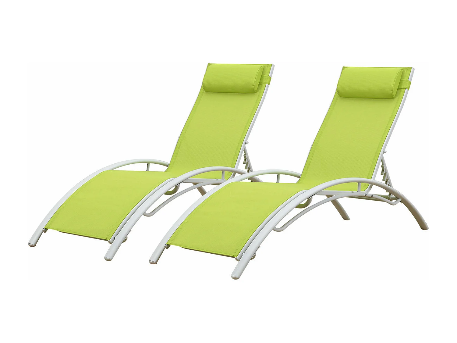 Set di 2 sedie a sdraio GALAPAGOS in textilene verde - alluminio bianco