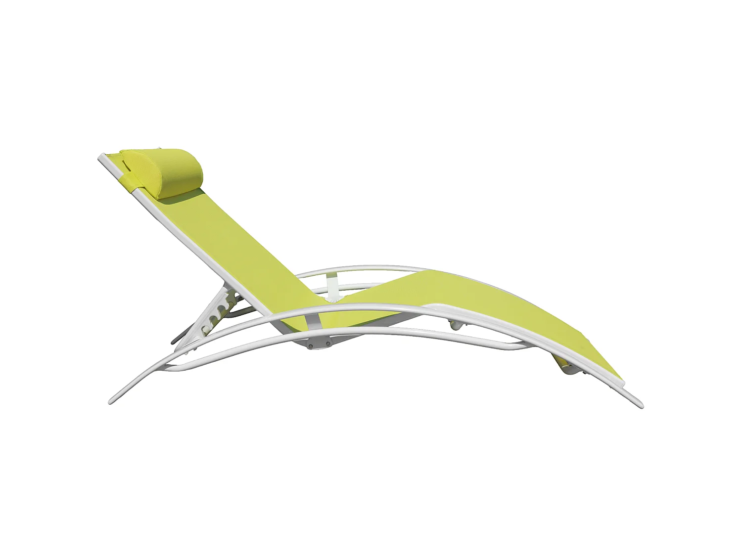 Lot de 2 transats GALAPAGOS en textilène vert - aluminium blanc - HAPPY GARDEN