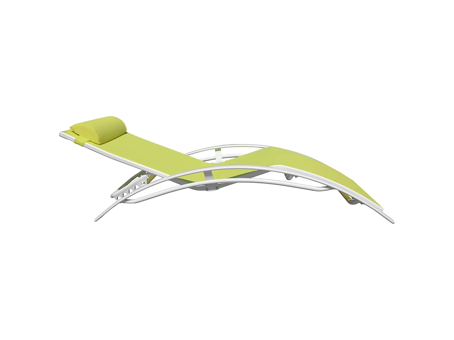 Lot de 2 transats GALAPAGOS en textilène vert - aluminium blanc - HAPPY GARDEN