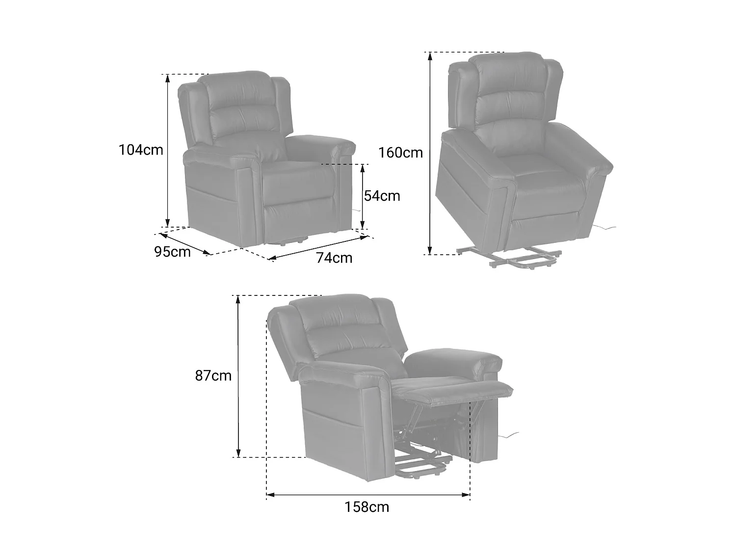 Fauteuil électrique inclinable BERNIE noir - HAPPY GARDEN