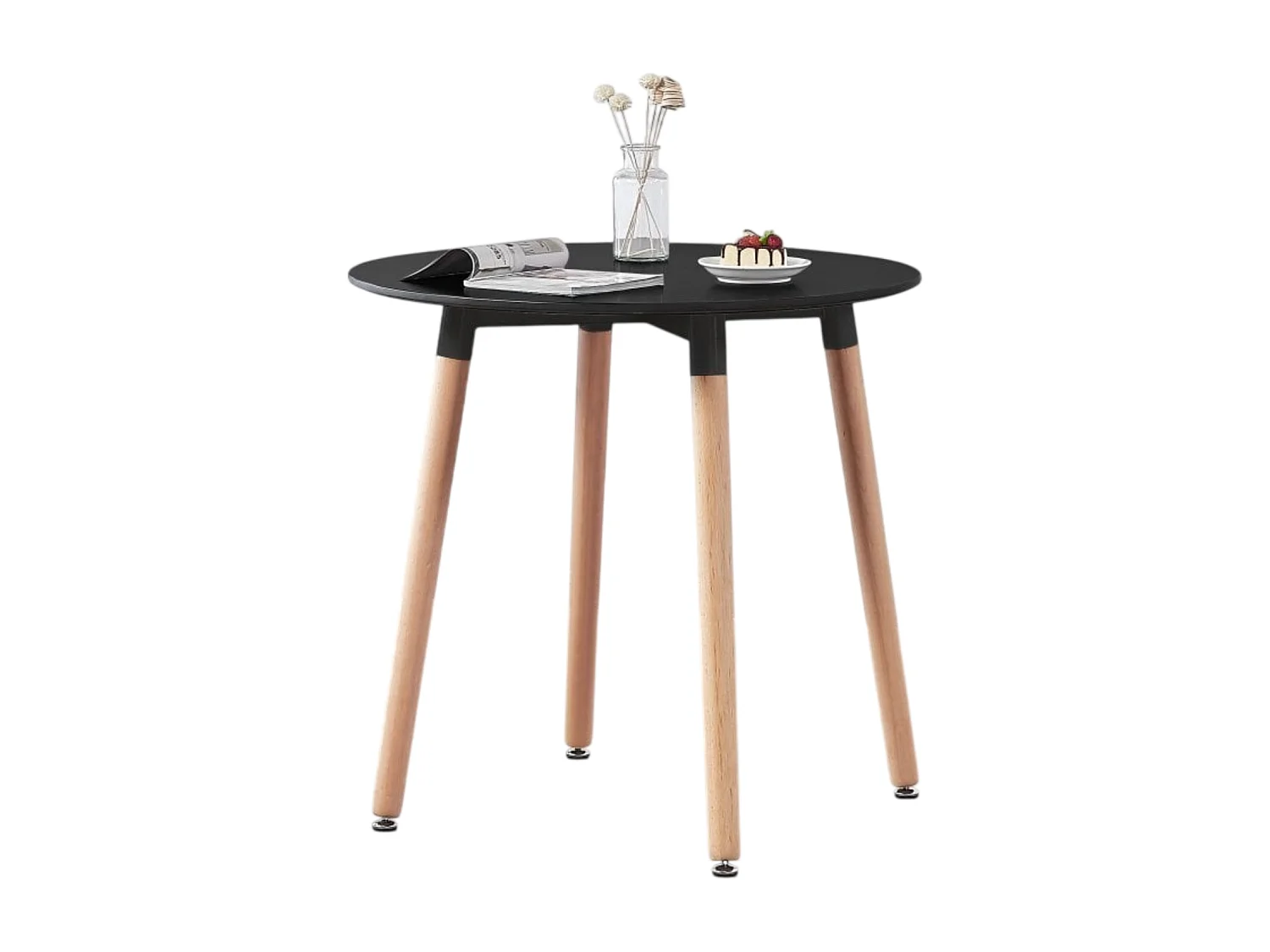 HALO - Table à manger ronde style scandinave - Noir
