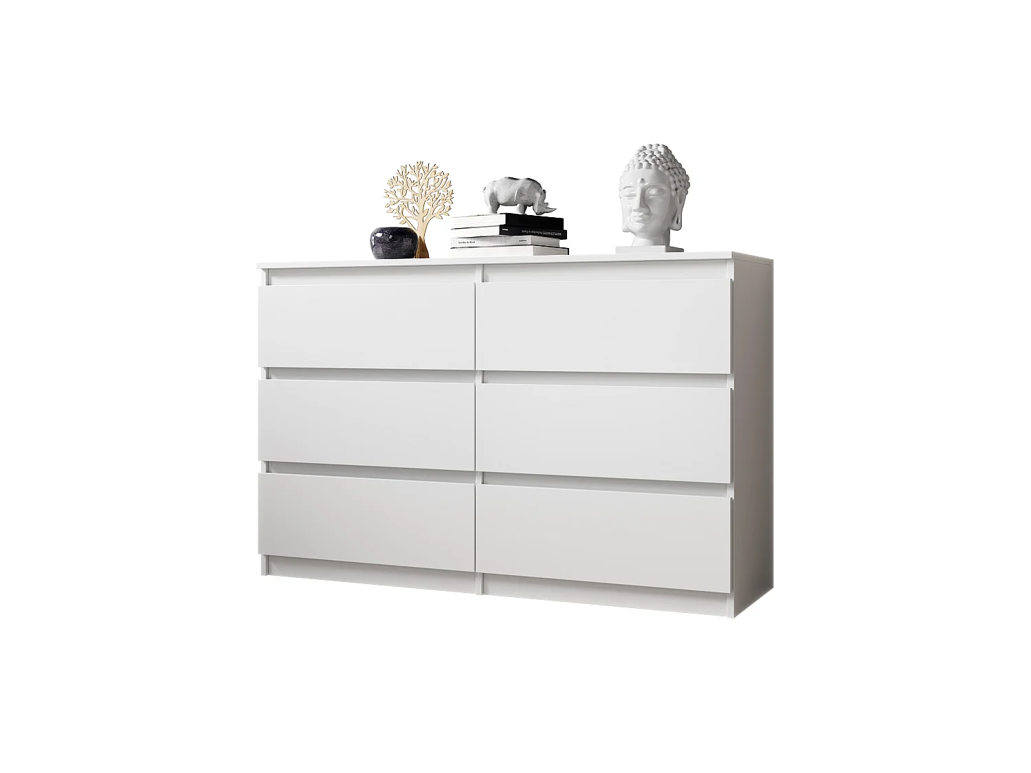 FURNIX commode/ meuble de rangement Arenal avec 6 tiroirs 119 x 35 x 77 cm blanc style moderne