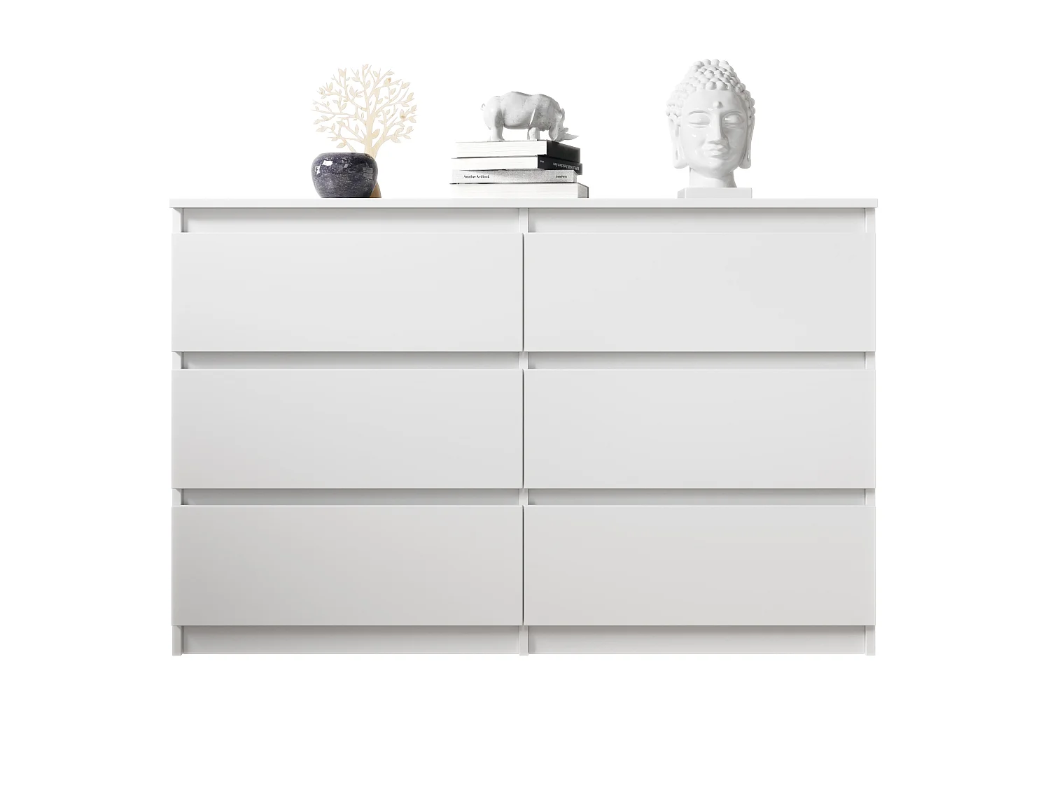 FURNIX commode/ meuble de rangement Arenal avec 6 tiroirs 119 x 35 x 77 cm blanc style moderne