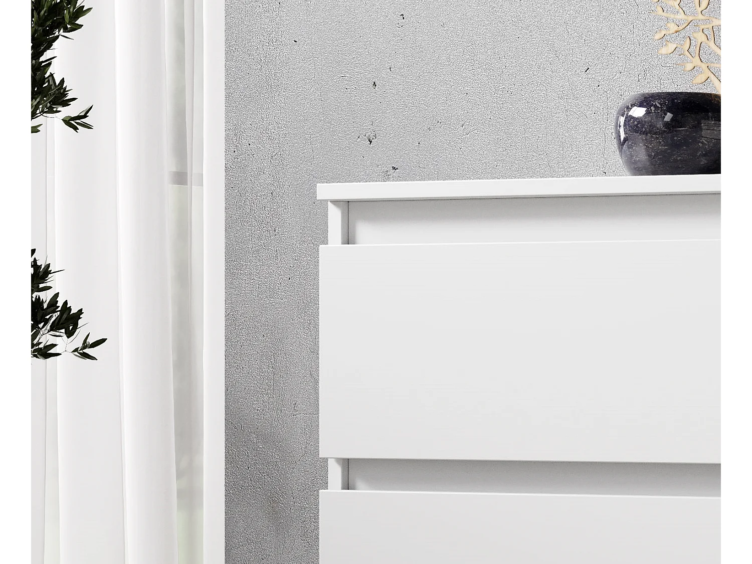 FURNIX commode/ meuble de rangement Arenal avec 6 tiroirs 119 x 35 x 77 cm blanc style moderne