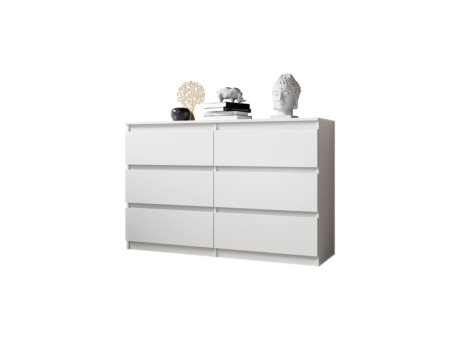 FURNIX commode/ meuble de rangement Arenal avec 6 tiroirs 119 x 35 x 77 cm blanc style moderne