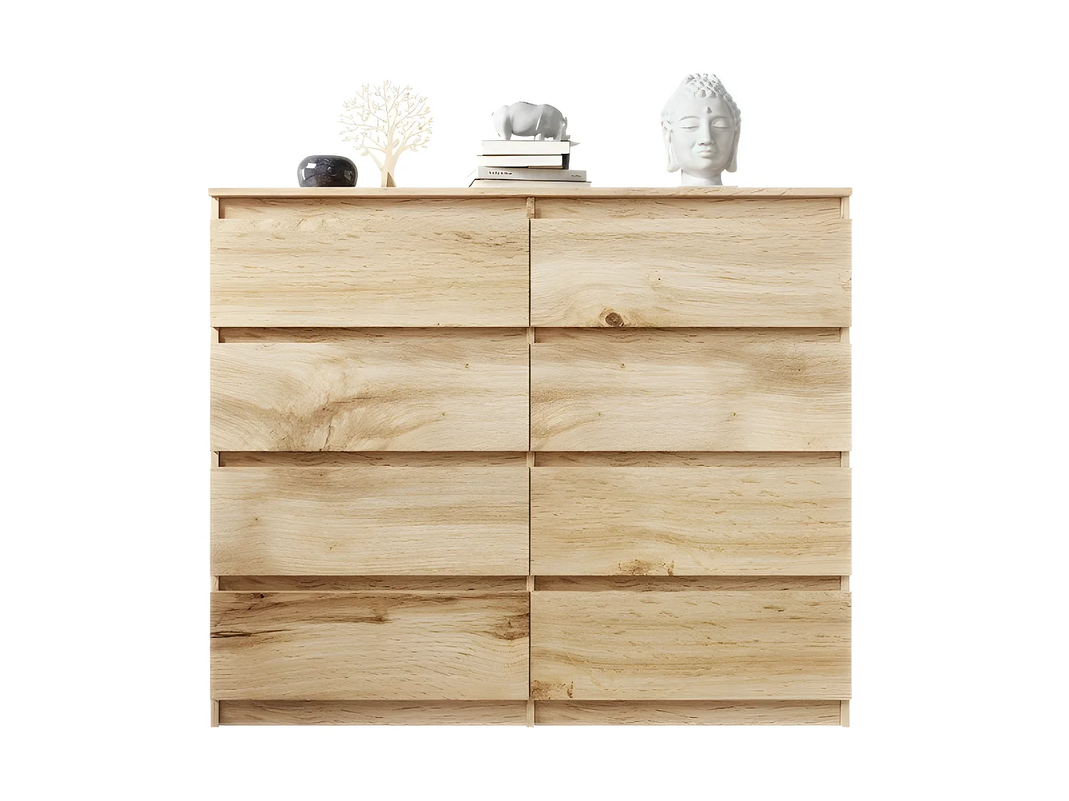 FURNIX commode/ meuble de rangement Arenal avec 8 tiroirs 120 x 37 x 98 cm chêne wotan style moderne