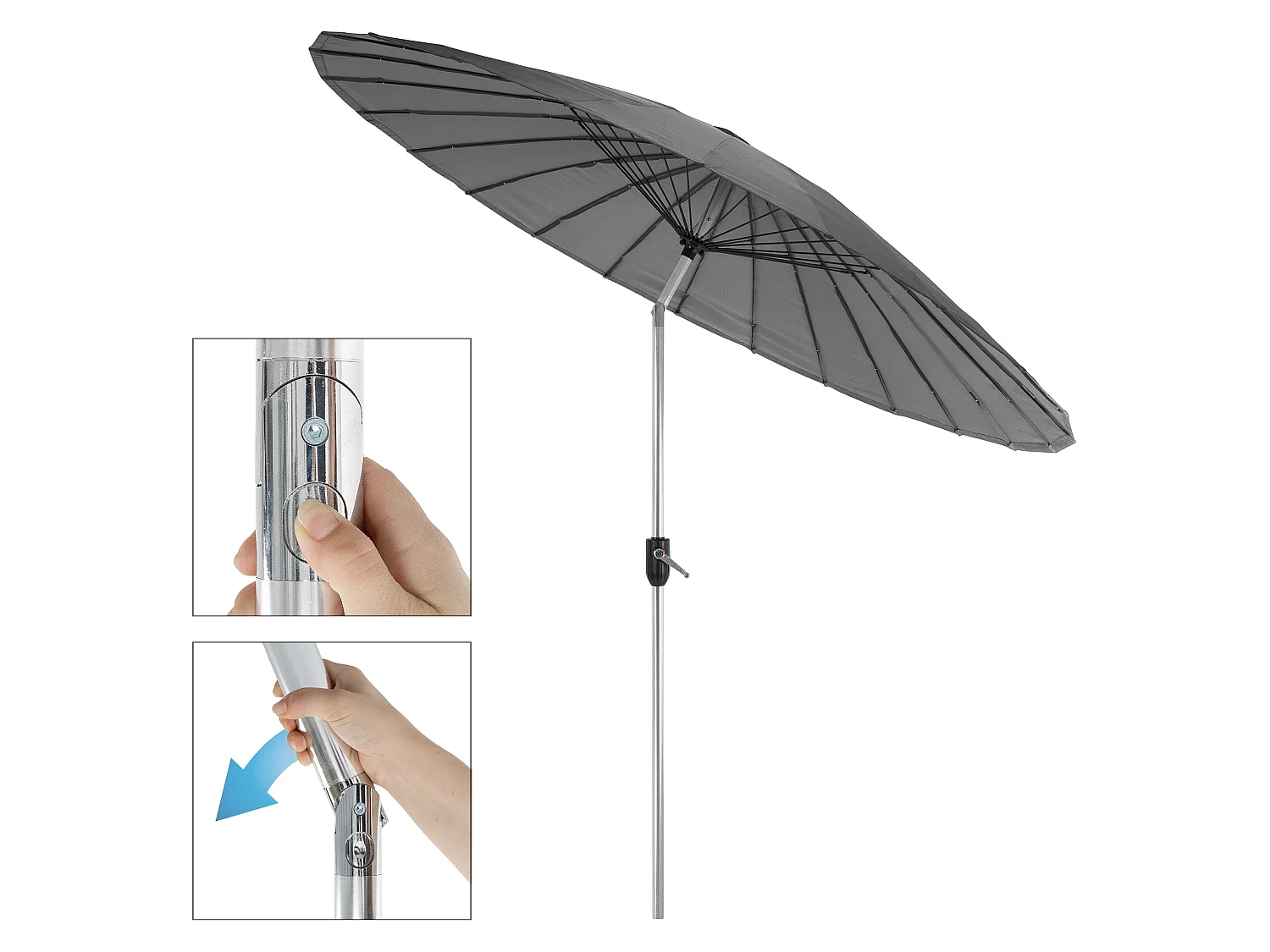 Parasol Shanghai de jardin anthracite protection solaire UV30 ML-DESIGN