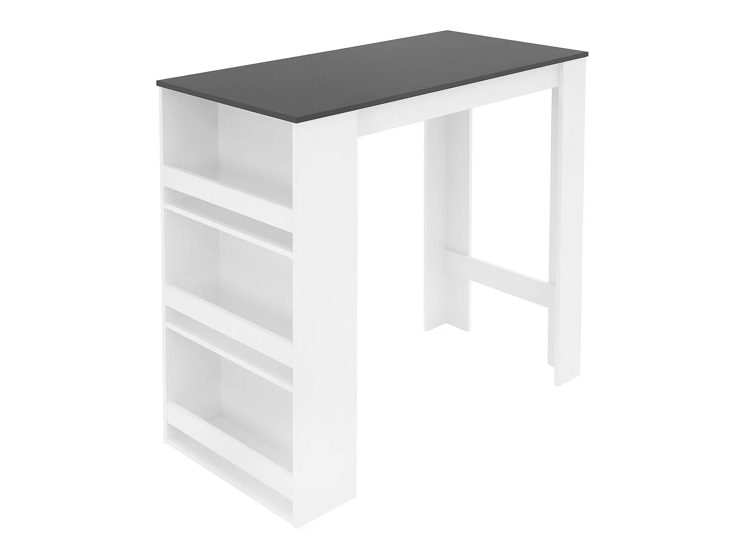 Table de bar blanc/anthracite 3 étagères rangement table de bistrot ML-DESIGN