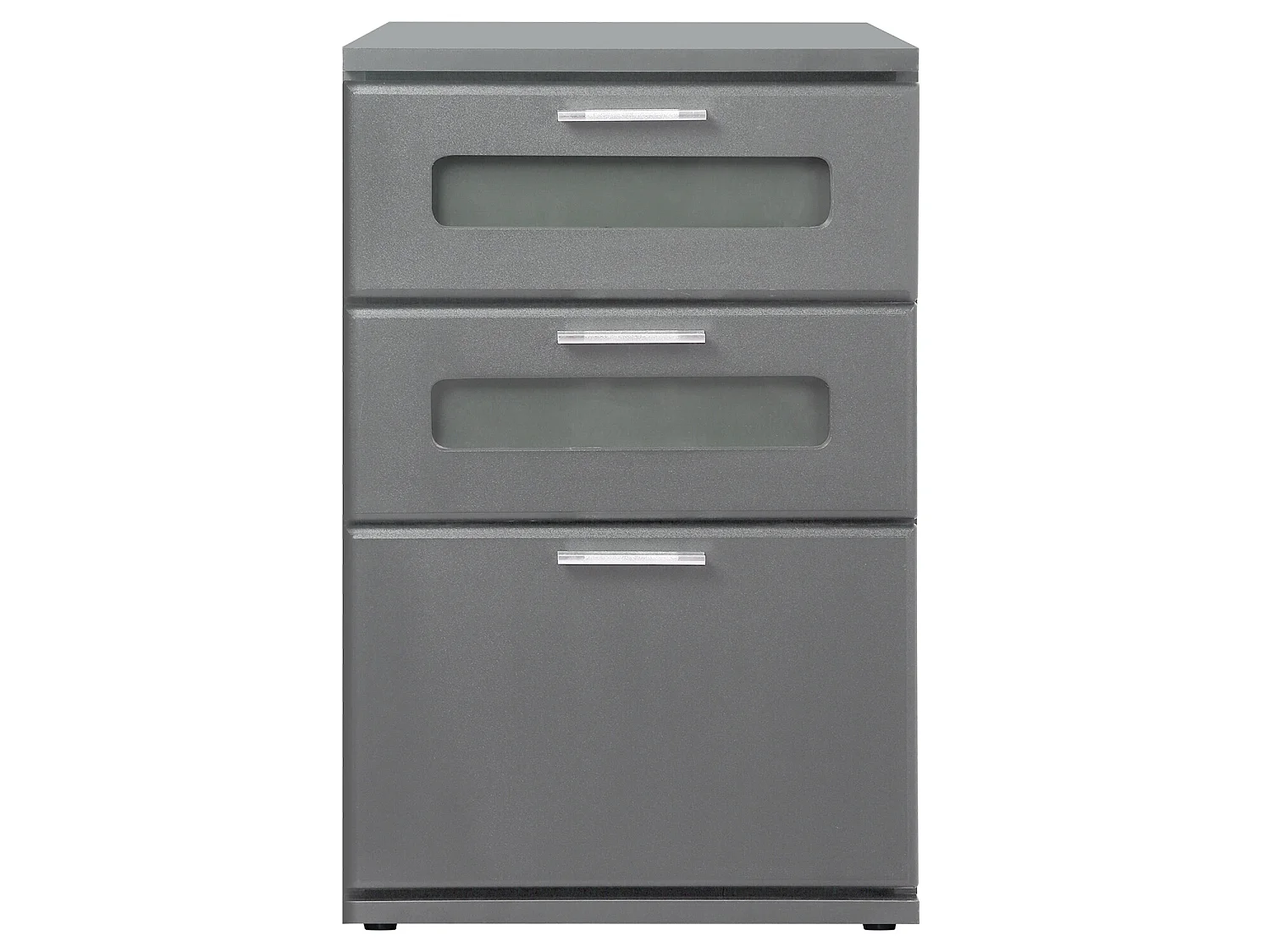 2x Comodino con 3 cassetti e 2 inserti in vetro grigio MDF ML-DESIGN