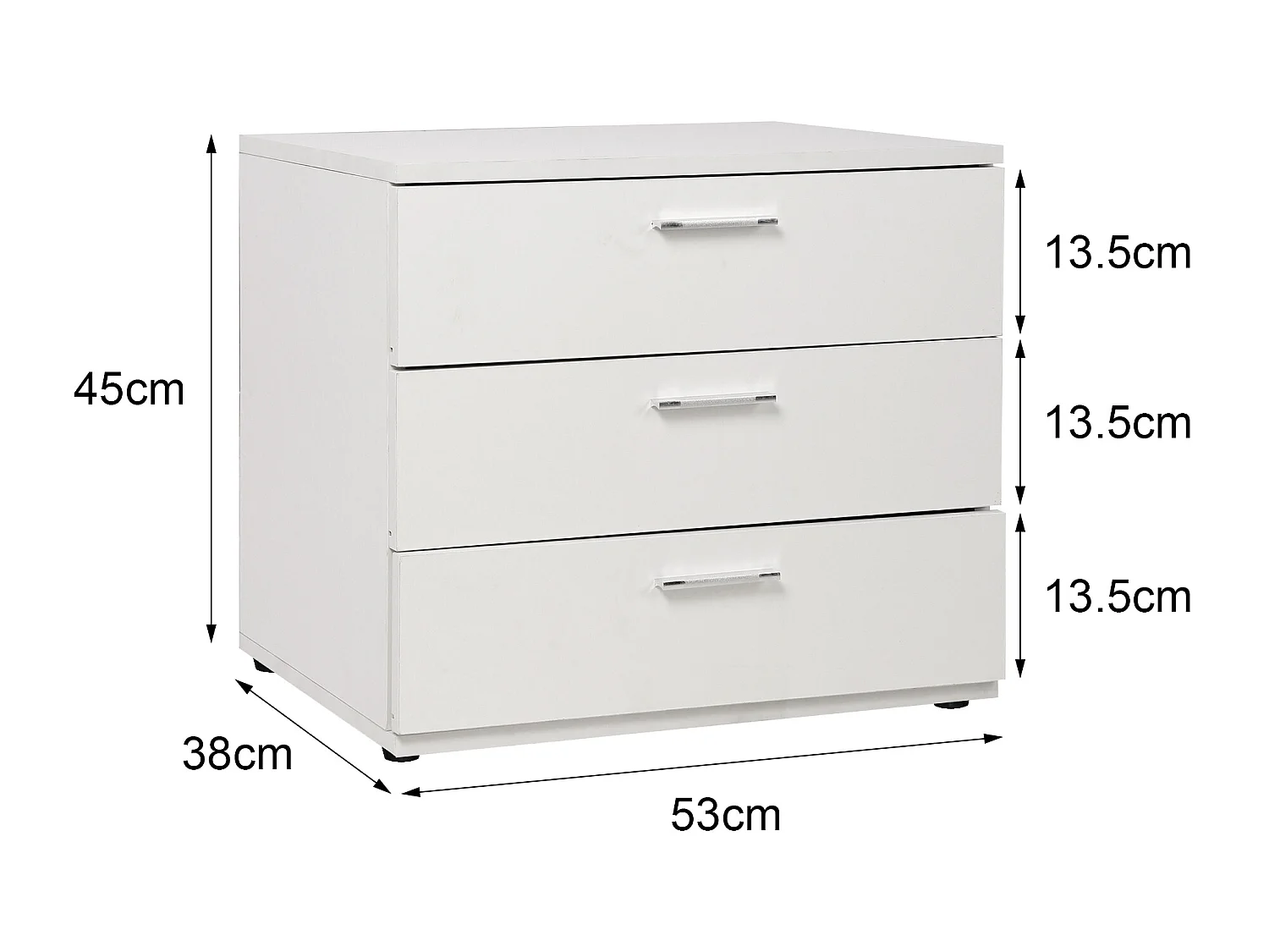 2x Table de nuit d'appoint moderne blanc MDF 53x45x38cm ML-DESIGN