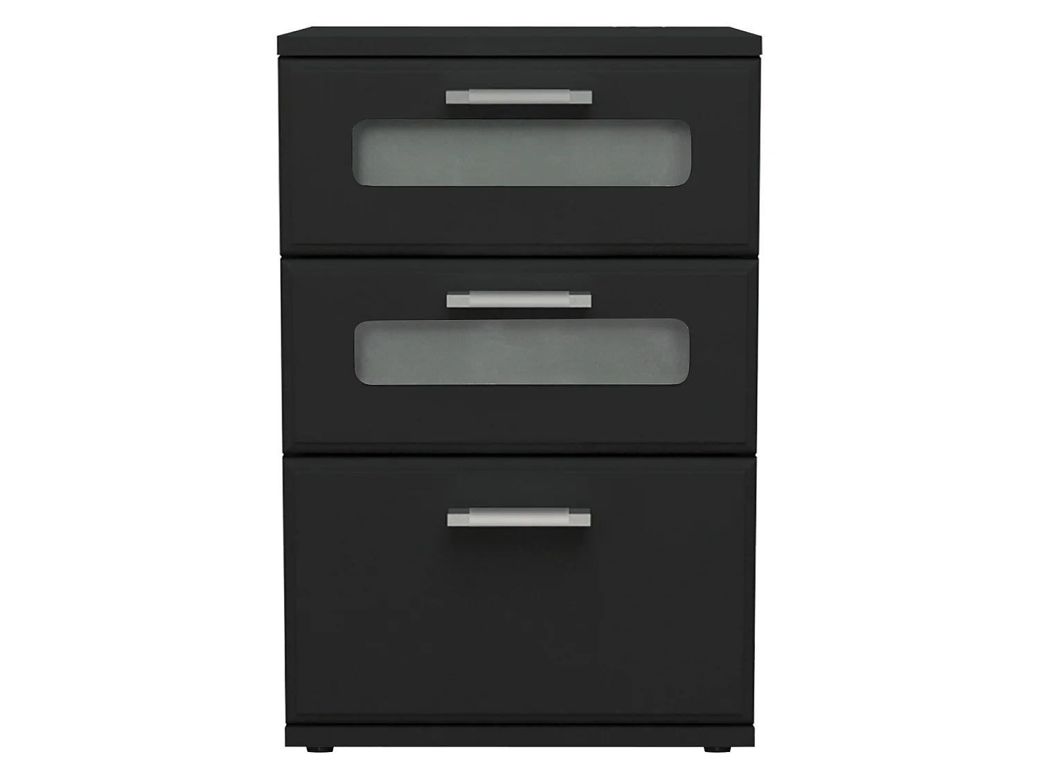 2x Table de nuit chevet avec 3 tiroirs et 2 inserts vitrés 40x60x38 cm ML-DESIGN