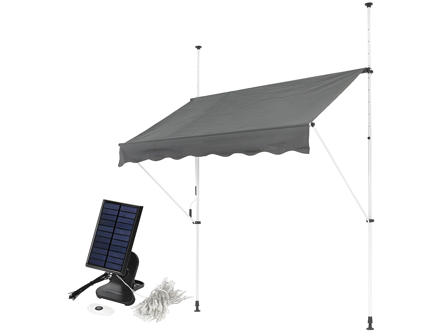 Auvent à pinces gris avec chaîne de 7m pour éclairage solaire LED ML-DESIGN