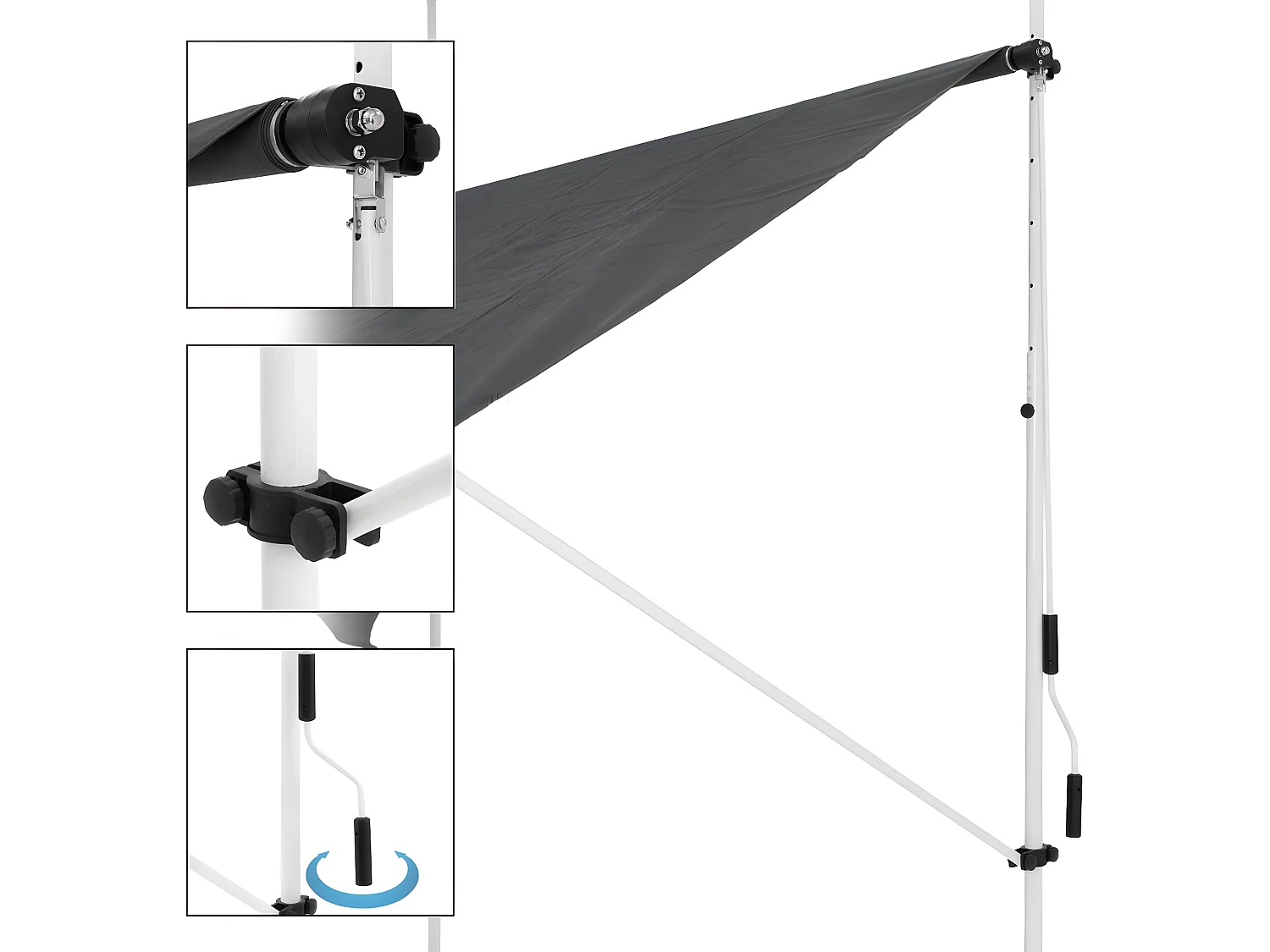 Store banne terrasse balcon auvent rétractable réglable 200x120cm gris ML-DESIGN