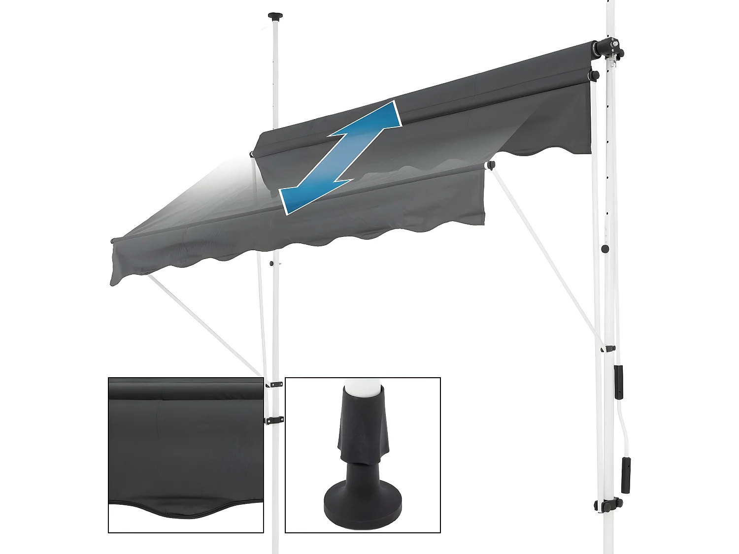 Store banne terrasse balcon auvent rétractable réglable 200x120cm gris ML-DESIGN