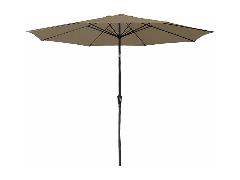 Parasol droit HAPUNA rond 3,30m de diamètre taupe - HAPPY GARDEN