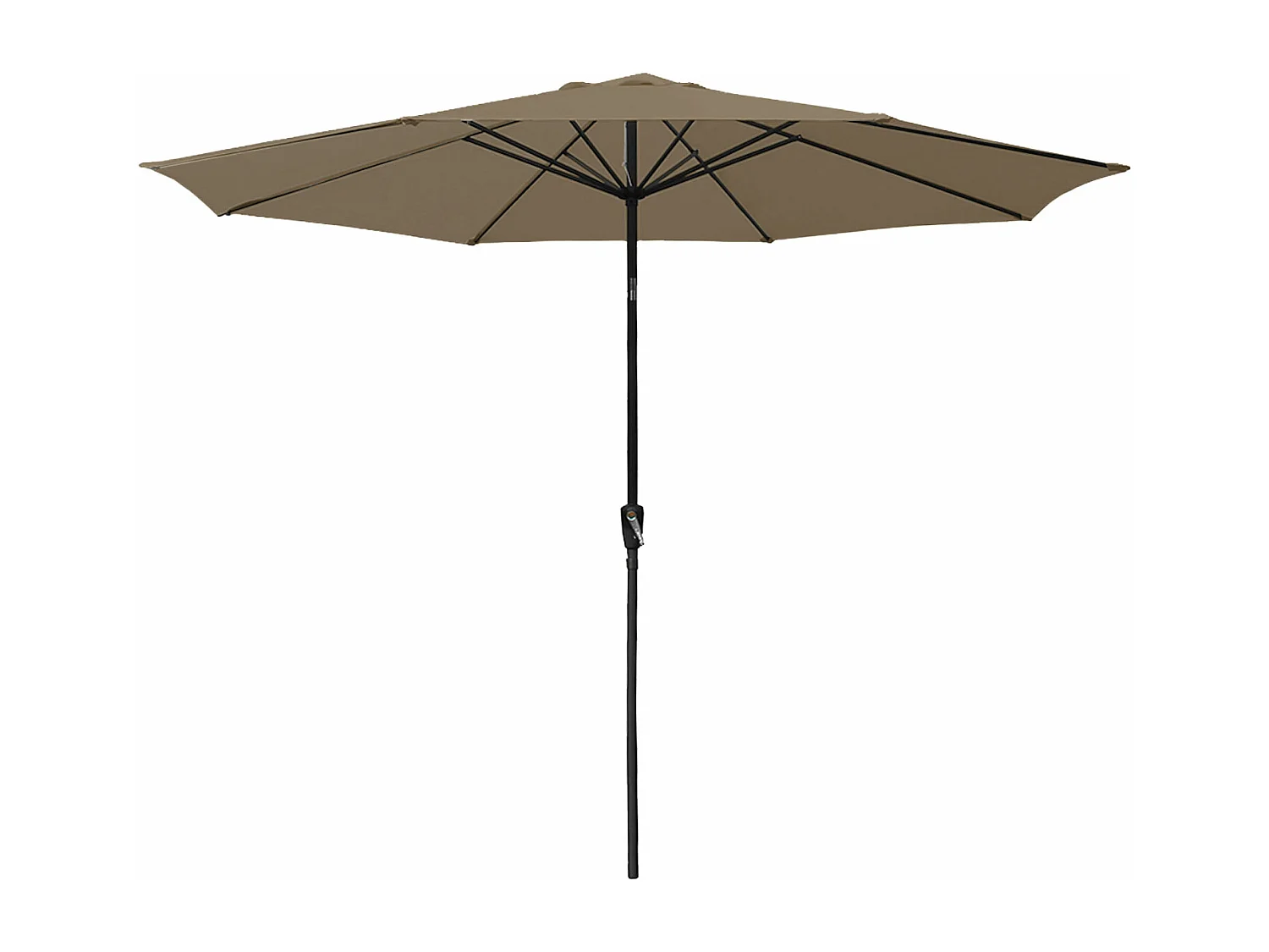 Parasol droit HAPUNA rond 3,30m de diamètre taupe - HAPPY GARDEN