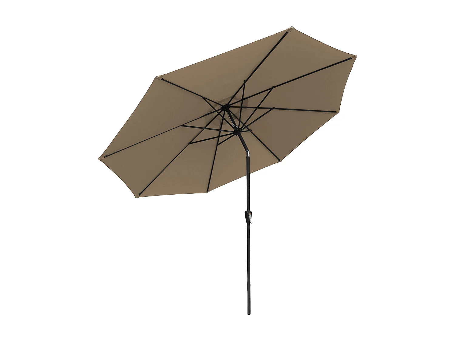 Parasol droit HAPUNA rond 3,30m de diamètre taupe - HAPPY GARDEN