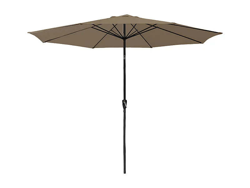 Parasol droit HAPUNA rond 3,30m de diamètre taupe - HAPPY GARDEN