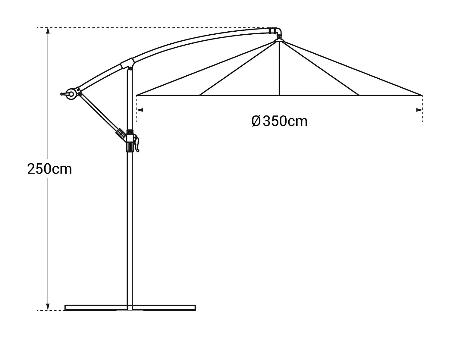 Parasol déporté OAHU rond 3,50m de diamètre taupe - HAPPY GARDEN