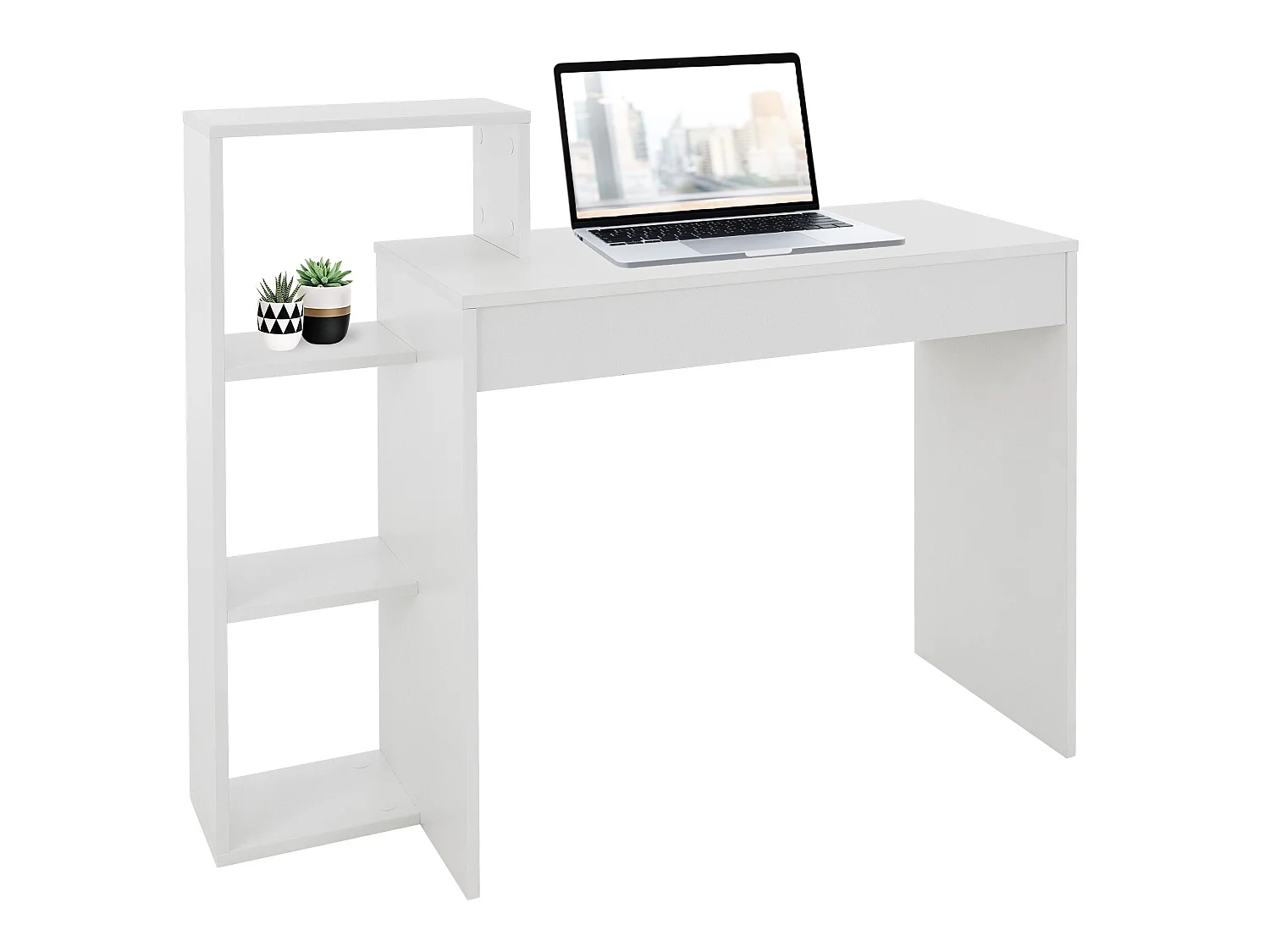 Bureau avec étagère bureau d'ordinateur blanc ML-DESIGN